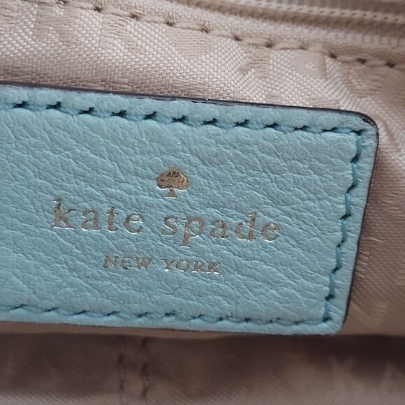 Kate Spade Quilted Pebbled Leather Turnlock Shoulder Bag Blue Gold Chain - Picture 8 of 16